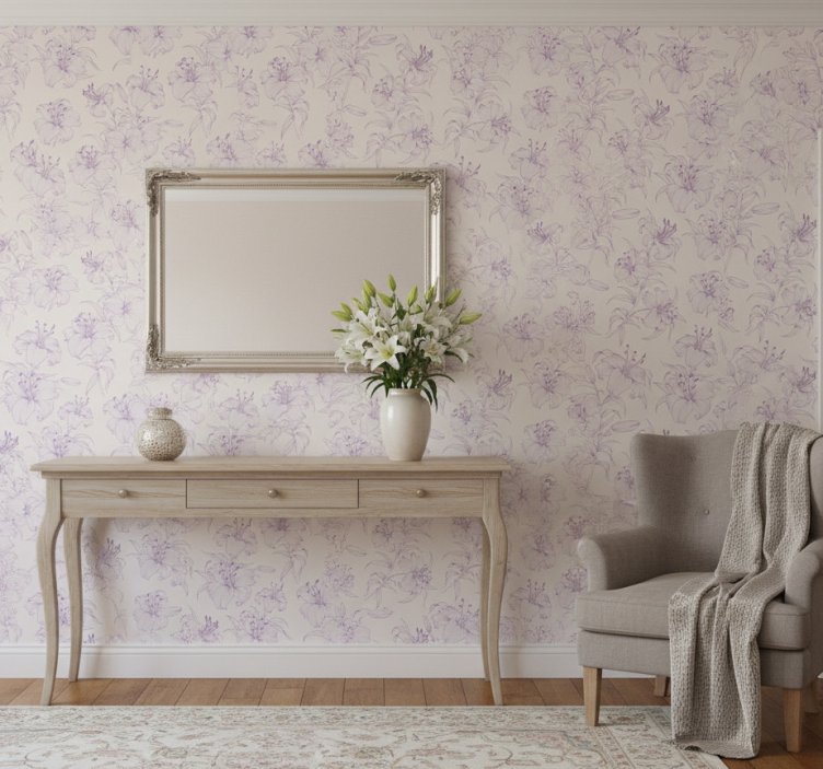 Tapete flur mit blühenden lilien im design - TenStickers