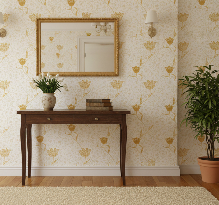 Tapete flur mit goldenem eleganten muster - TenStickers