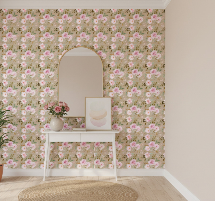 Tapete flur mit pinken blumenmustern - TenStickers