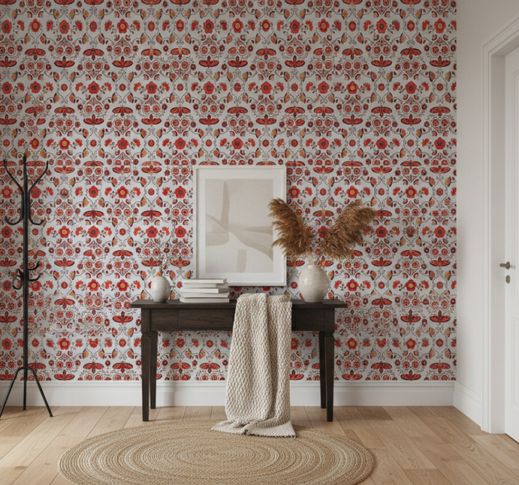 Tapete flur mit polnischem roten muster - TenStickers