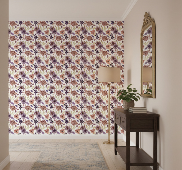 Tapete flur mit rosen- und blumenmuster - TenStickers