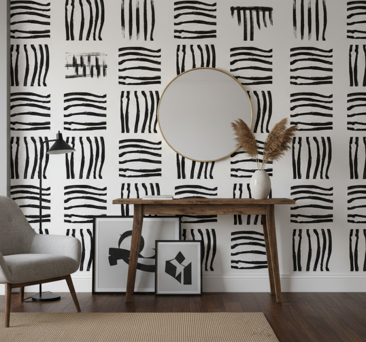 Tapete flur schwarz-weiße streifen - TenStickers