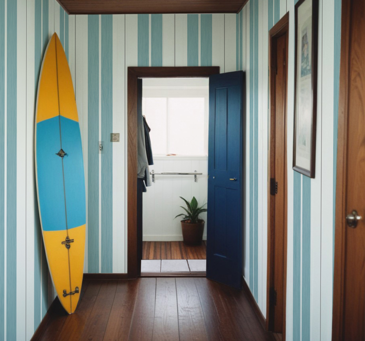 Tapete Flur türkisfarbene Streifen - TenStickers