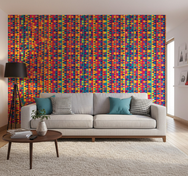 Tapete geometrisch buntes dreiecke muster - TenStickers