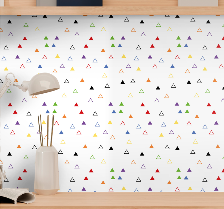 Tapete geometrisch buntes dreiecksmotiv - TenStickers