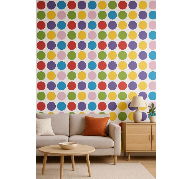 Tapete geometrisch mit einfachen bunten kreisen - TenStickers