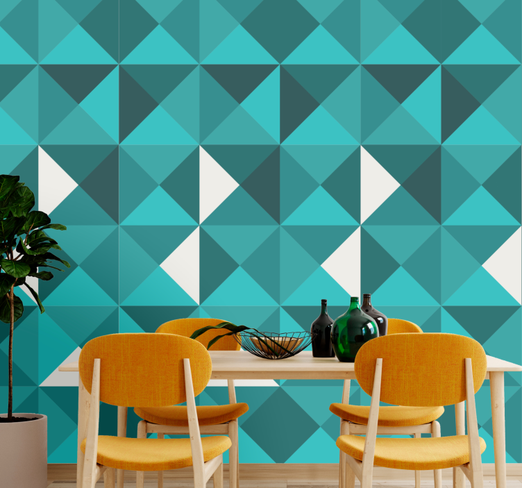 Tapete geometrisch blaues dreieckiges design - TenStickers