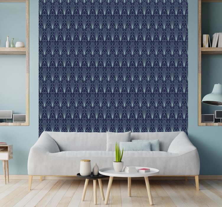 Tapete Wohnzimmer eckige azurblaue formen - TenStickers