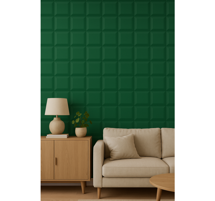 Tapete geometrisch 3d grüne quadrate - TenStickers