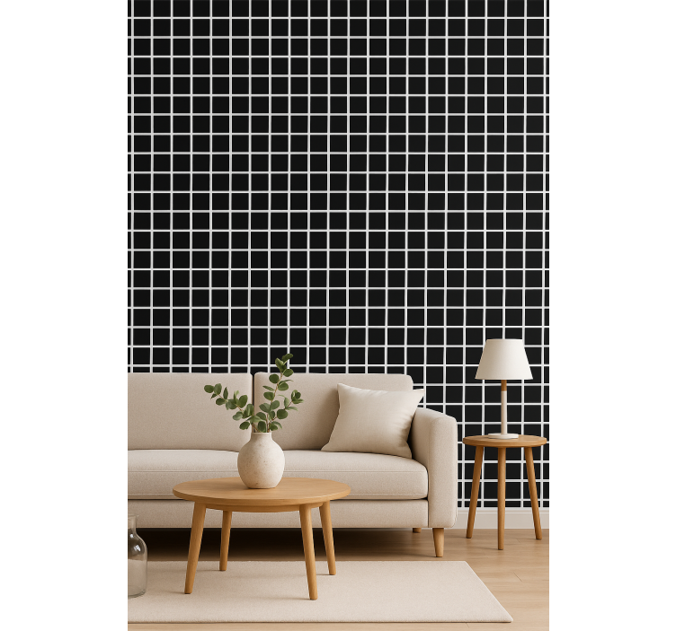 Tapete geometrisch graue quadrate skala - TenStickers