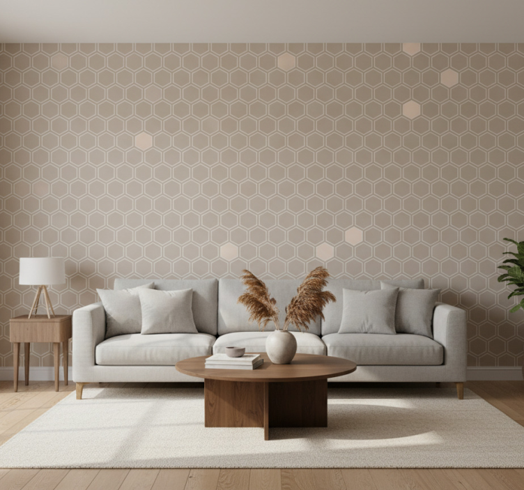 Tapete geometrisch hexagon beige muster - TenStickers