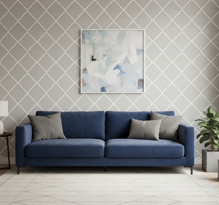 Tapete geometrisch in grauem diamantmuster - TenStickers