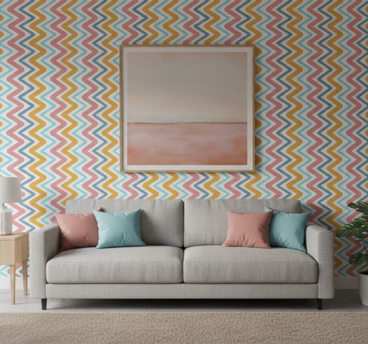 Tapete geometrisch lebhaftes zickzack-konzept - TenStickers