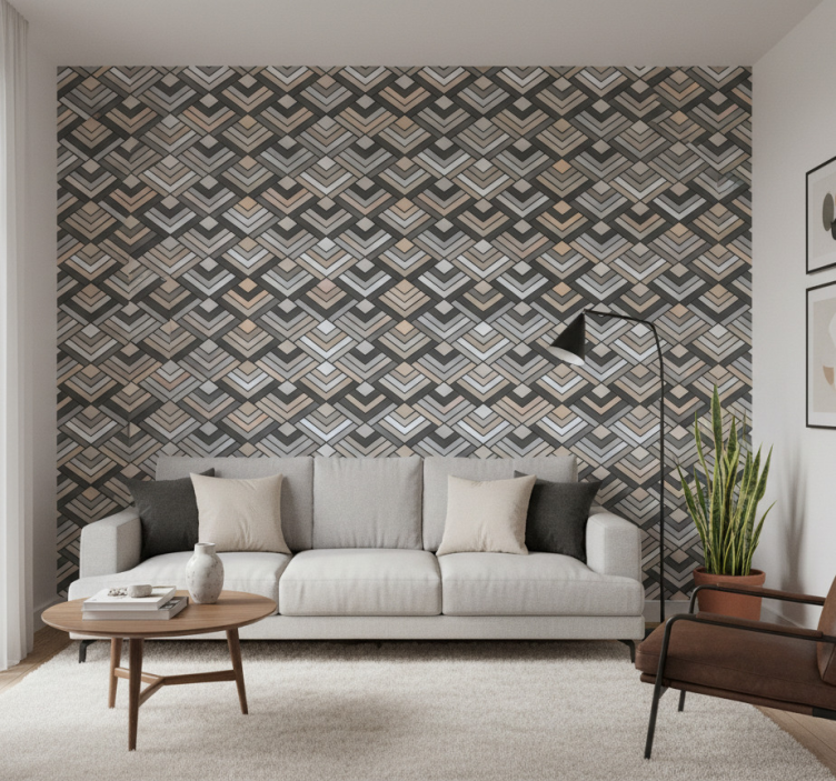 Tapete geometrisch mit geschichteten zickzackformen - TenStickers