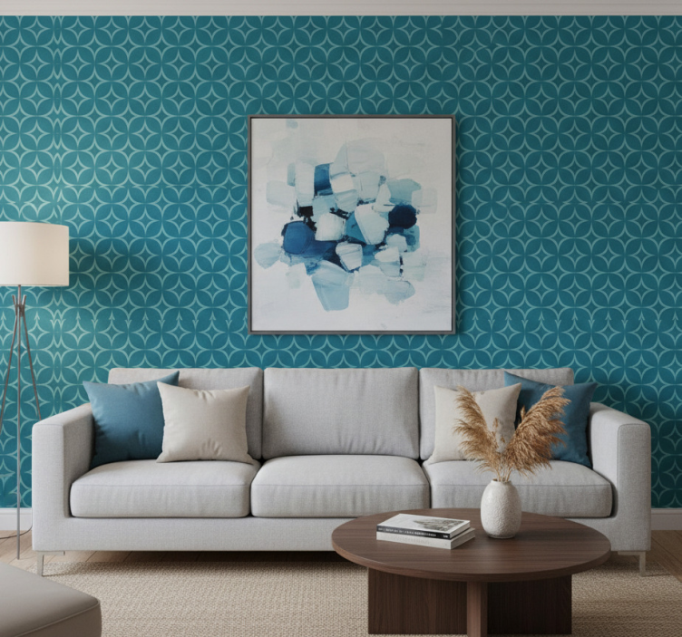 Geometrische tapete mit blauen eleganten kreisen - TenStickers