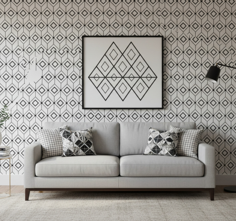 Tapete geometrisch mit modernen diamantelementen - TenStickers