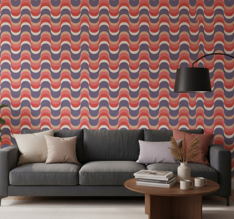 Tapete geometrisch mit wellenförmigem muster - TenStickers