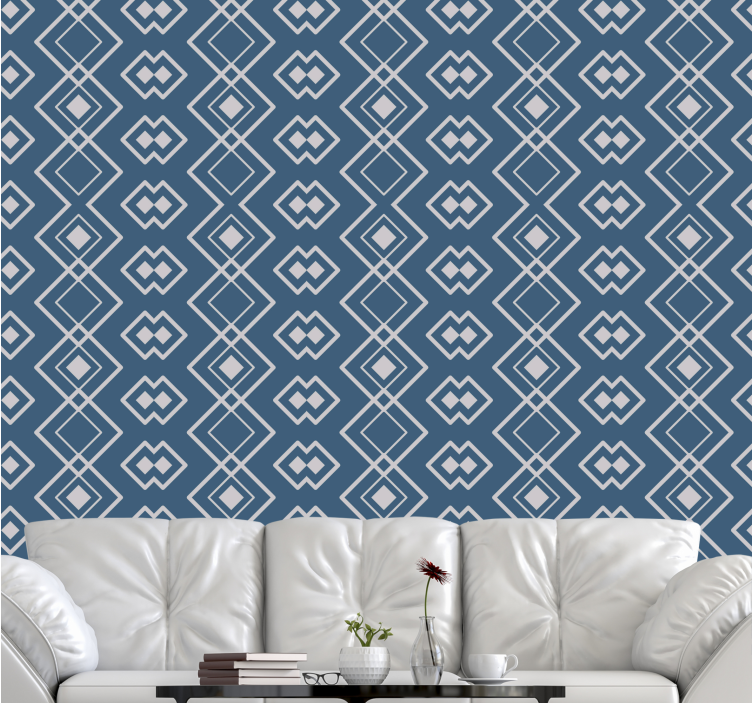 Tapete geometrisch diamantblaues gitter - TenStickers