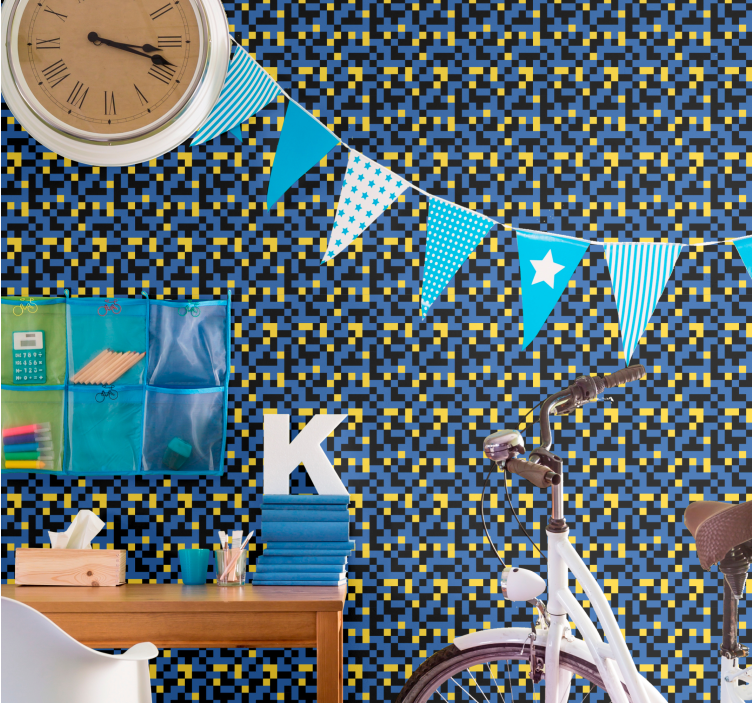 Tapete geometrisch pixelige farbblöcke - TenStickers