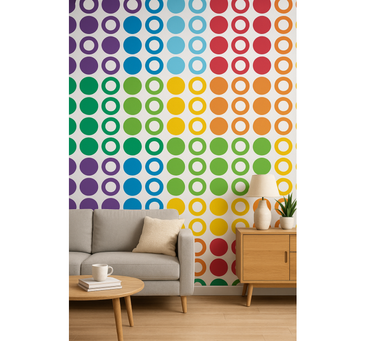 Tapete geometrisch regenbogenfarben kreise - TenStickers