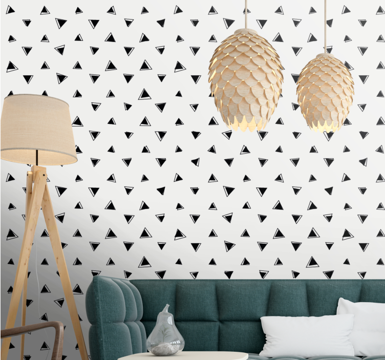 Geometrische tapete mit schwarz-weiß-motiv - TenStickers