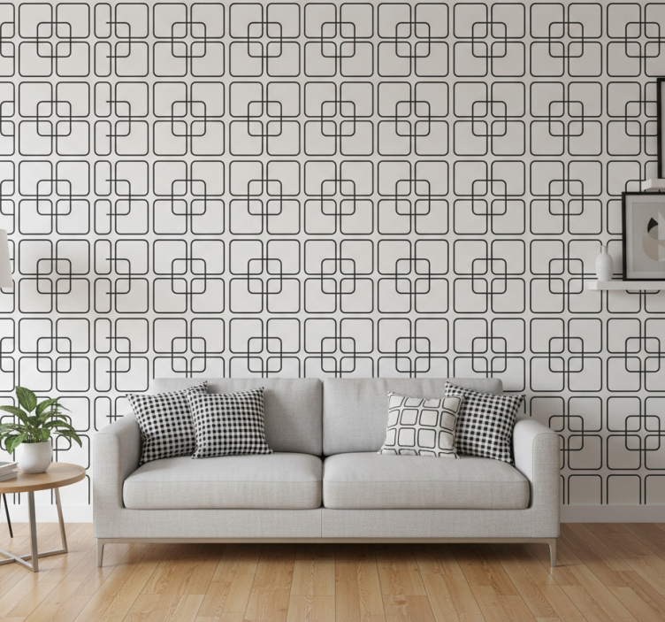 Tapete geometrisch schwarzquadrat urbanes muster - TenStickers