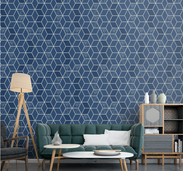 Tapete Wohnzimmer blaue wabenform - TenStickers