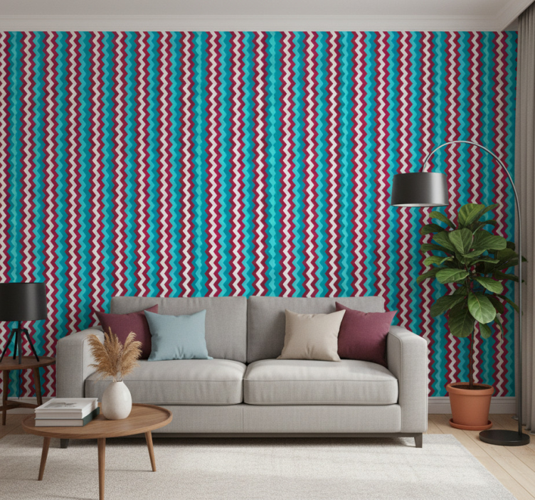 Tapete geometrisch wellenmuster im zickzack - TenStickers