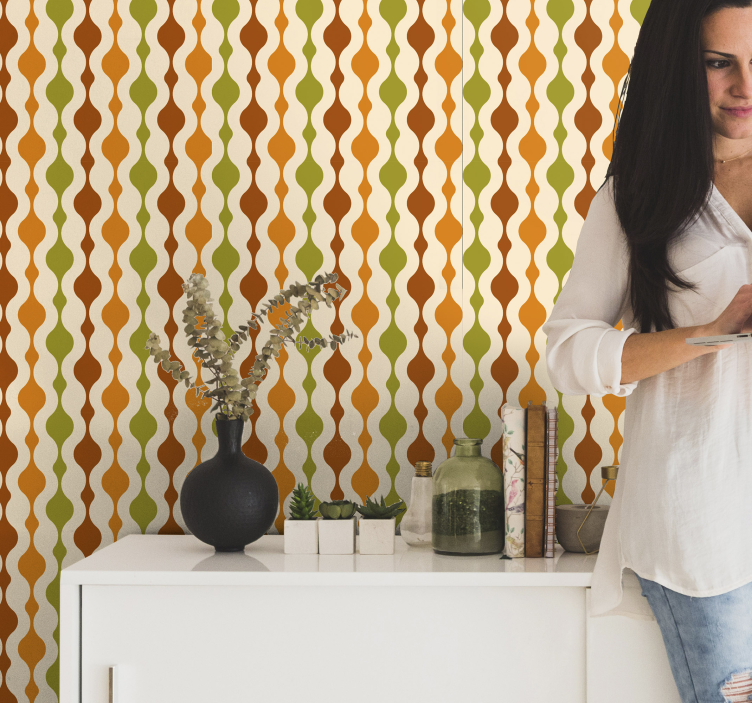 Tapete gestreift kurviges musterdesign - TenStickers