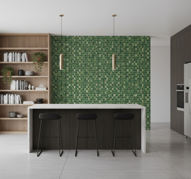 Tapete grün mit kleinem krokodilmuster - TenStickers