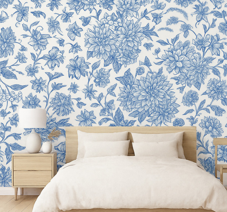 Tapete hochzeit blaue dahlie floral - TenStickers