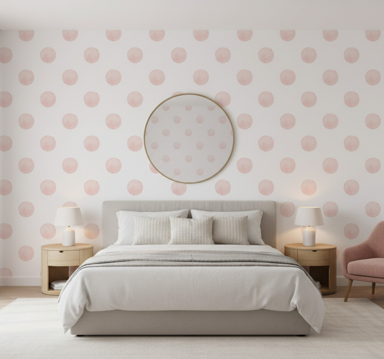 Tapete hochzeit blush aquarell punkte - TenStickers