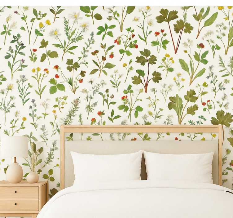 Tapete hochzeit botanisches design auf weißem hintergrund - TenStickers