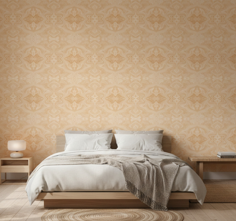 Tapete hochzeit im beige japandi-musterstil - TenStickers