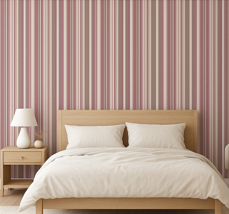 Tapete hochzeit in gestreiftem rosa - TenStickers