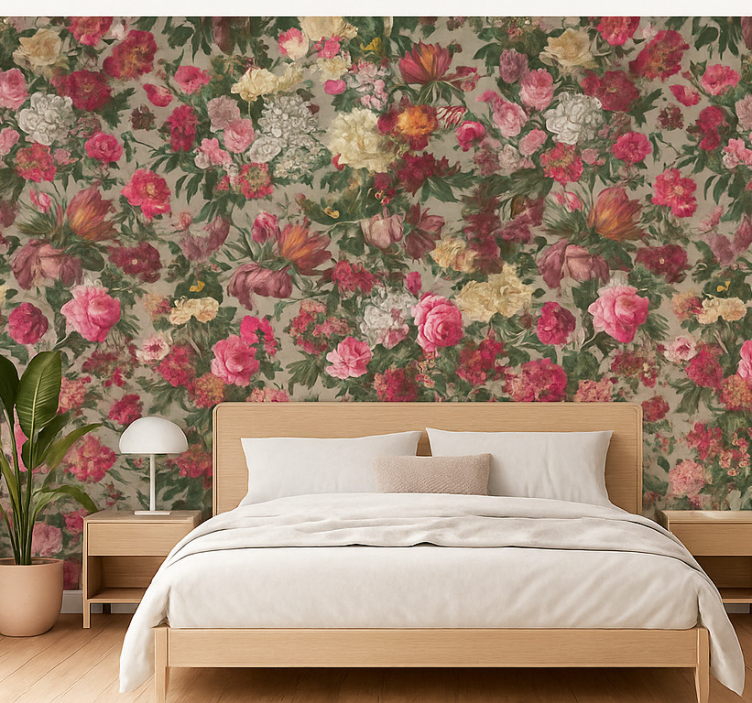 Tapete hochzeit mit vintage blumen - TenStickers