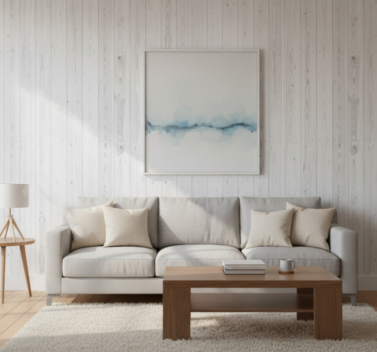 Tapete holzoptik mit vintageweißem muster - TenStickers