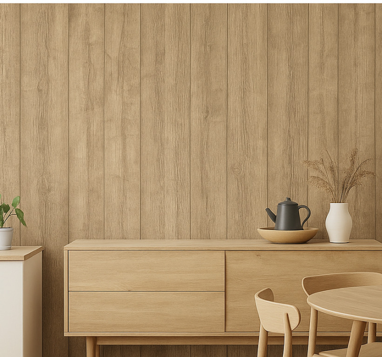 Tapete holzoptik naturbelassene sand-eiche vertikal - TenStickers