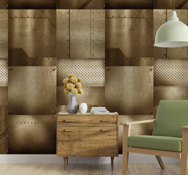 Tapete industriell platten mit metallischer struktur - TenStickers