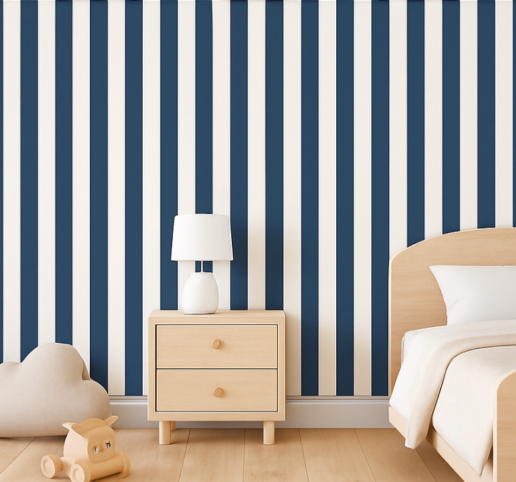 Tapete kinderzimmer blau und weiß dicke streifen - TenStickers