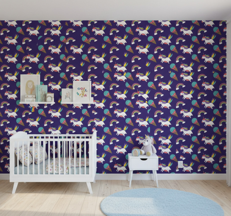Tapete kinderzimmer einhörner und regenbögen - TenStickers