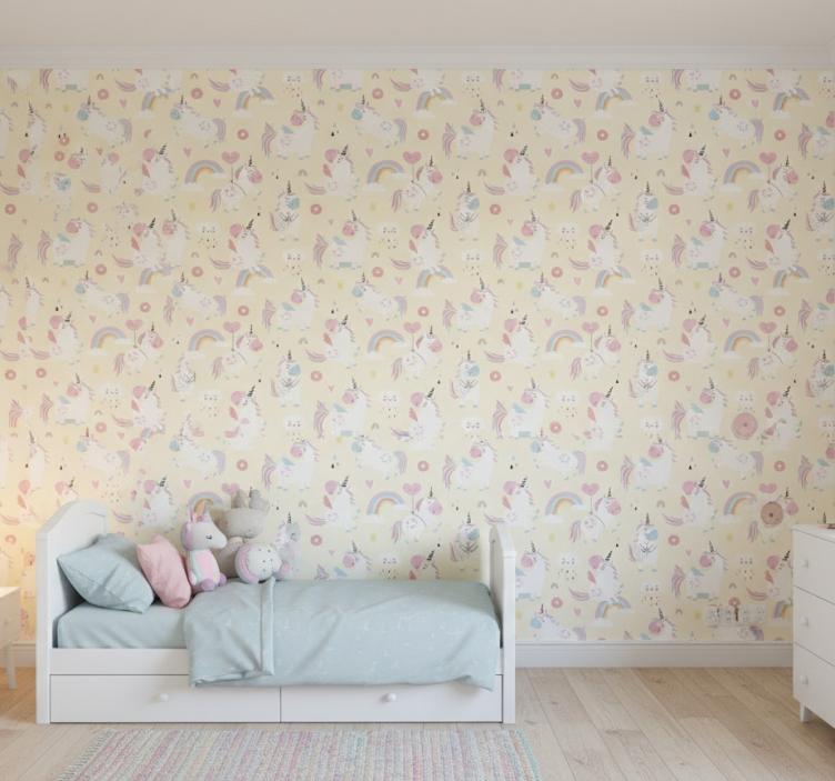 Tapete kinderzimmer glückliche einhörner im wunderland - TenStickers