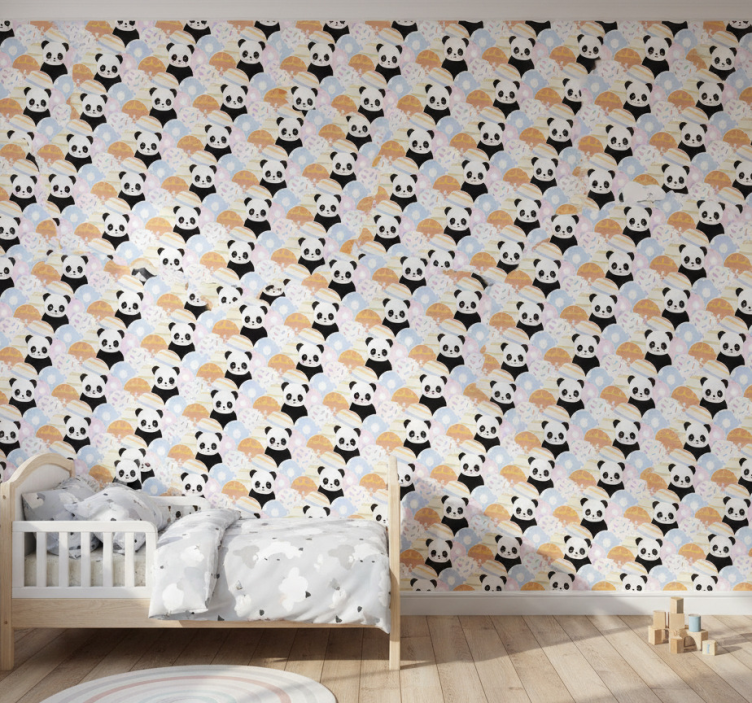 Tapete kinderzimmer im patchwork panda design - TenStickers