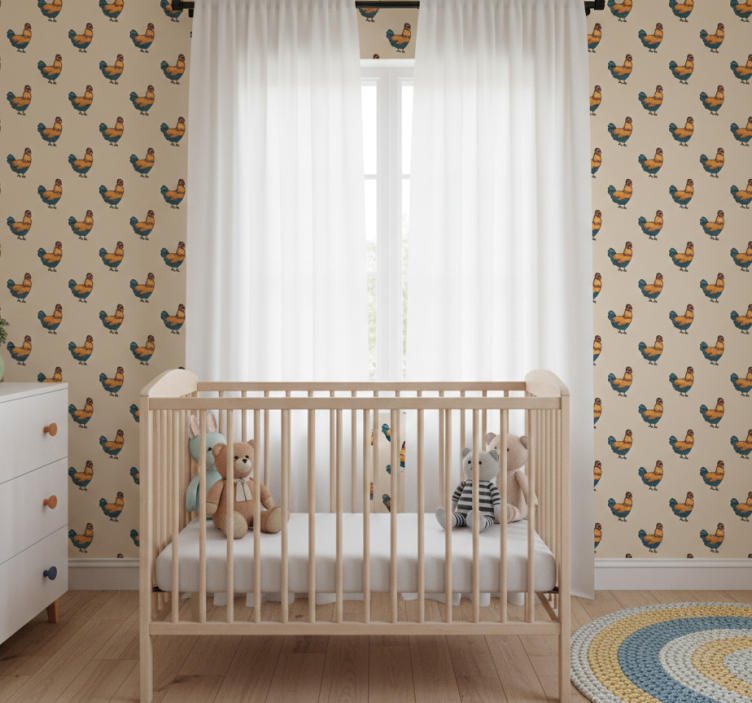 Tapete kinderzimmer mit charmantem hühnerdesign - TenStickers