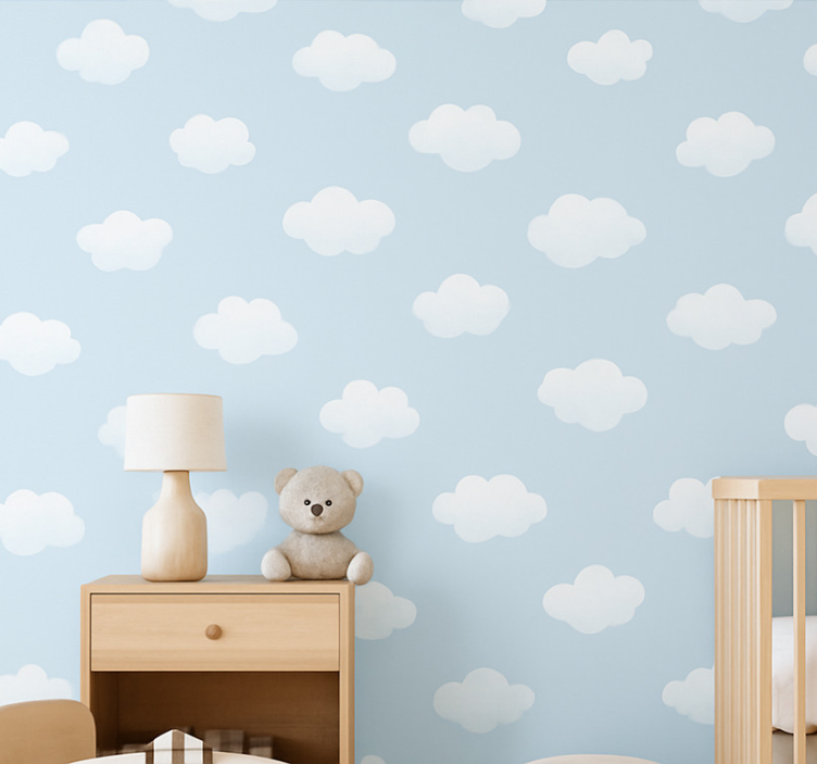 Tapete kinderzimmer mit einfachem wolkenmuster - TenStickers