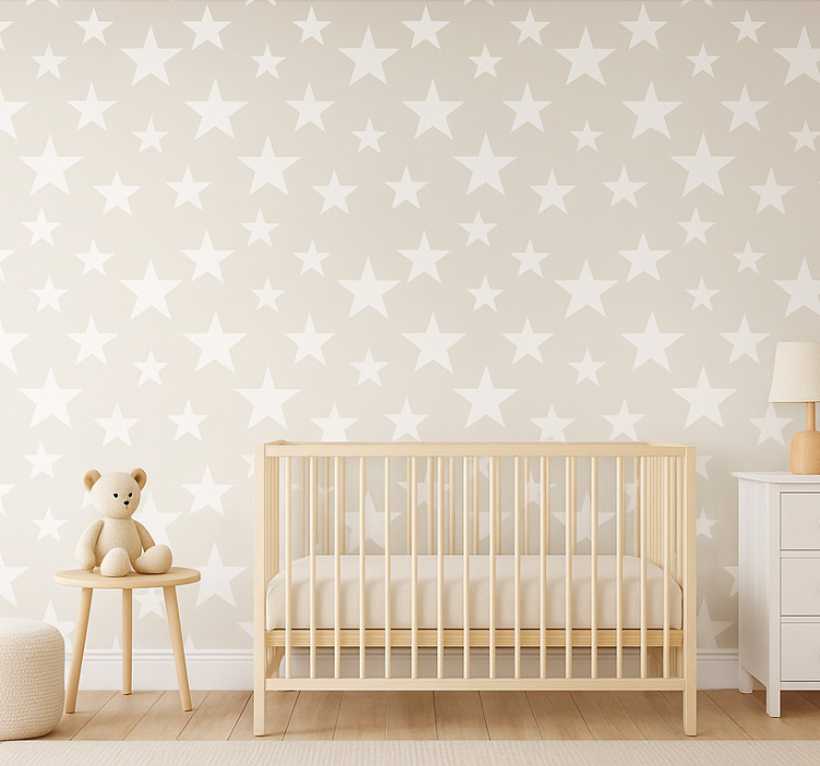 Tapete kinderzimmer mit großem grauen sternenmuster - TenStickers