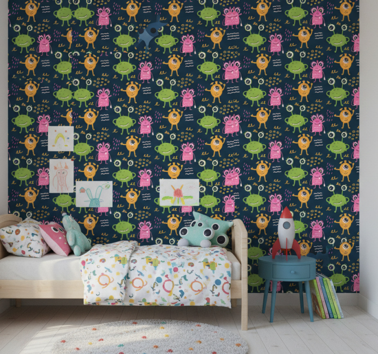 Tapete kinderzimmer mit lustigen bunten aliens - TenStickers