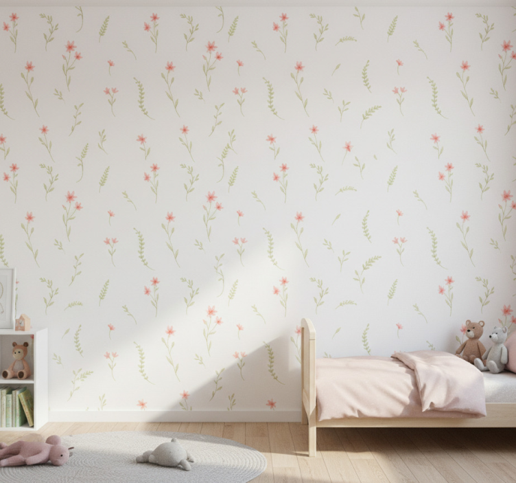 Tapete kinderzimmer mit pastellfarbenen wiesenblumen - TenStickers