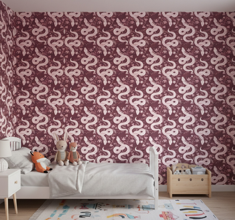 Tapete kinderzimmer mit schlangenförmigem blumenmuster - TenStickers