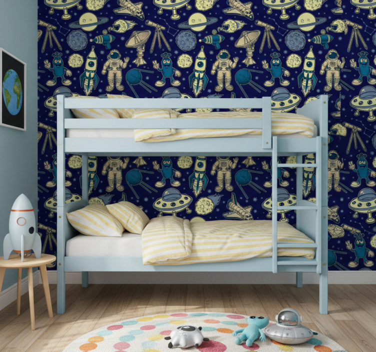 Tapete kinderzimmer mit weltraumfiguren - TenStickers